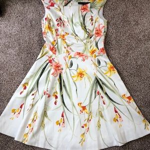 White House Black Market Boat Neck Flowered Dress